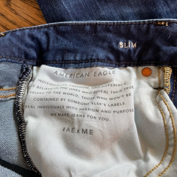 American Eagle distressed dark wash skinny jeans slim cozy air flex + 28x30 - Picture 4 of 5